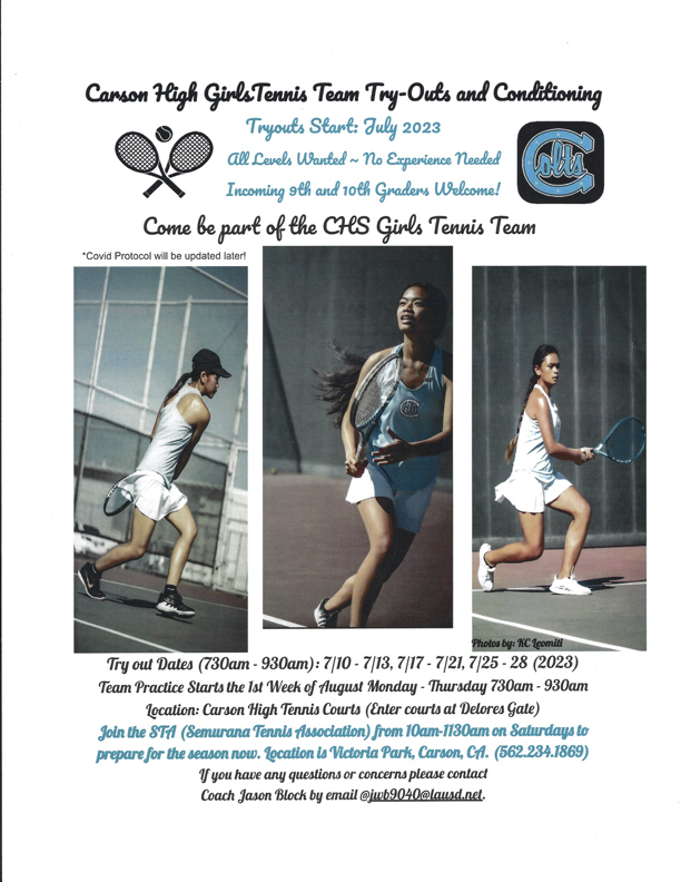Tennis Tryouts 2023 flyer